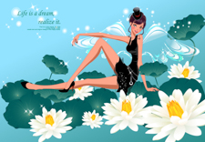 B3352-时尚简约-花类-荷花