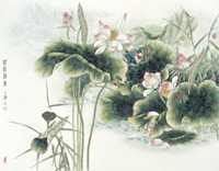 B930-时尚简约-中式国画-荷花