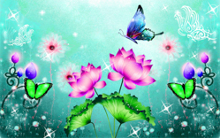 B4836-时尚简约-花类-荷花