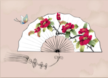 B1799-时尚简约-花类 扇子 花卉 蝴蝶