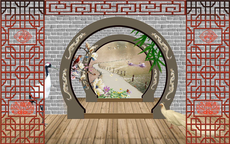 A013401-1097-3D-院外风景 鹤