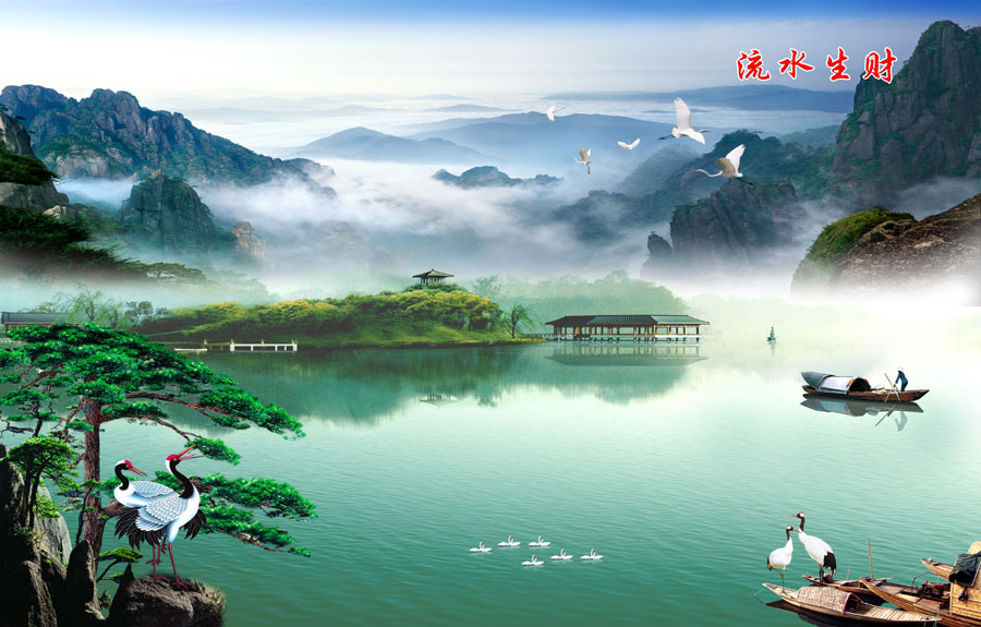 A013103-中式-自然风景-流水生财