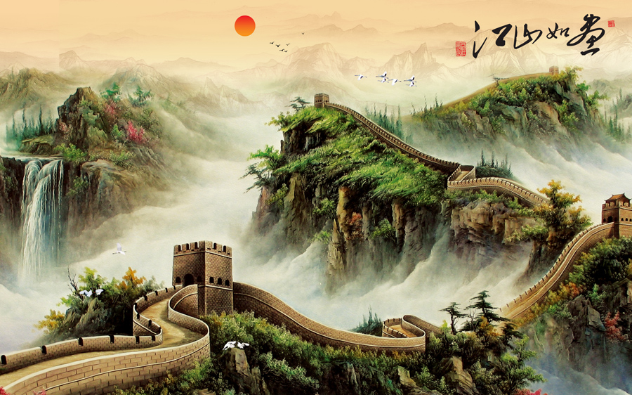 A040127-中国画山水风光图-江山如画
