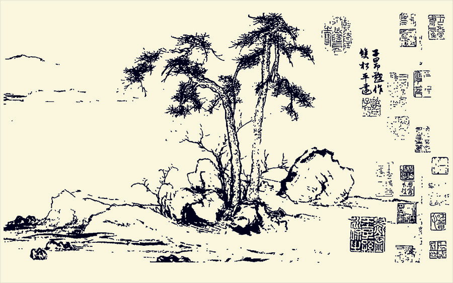 B1999中式-白描松鼠