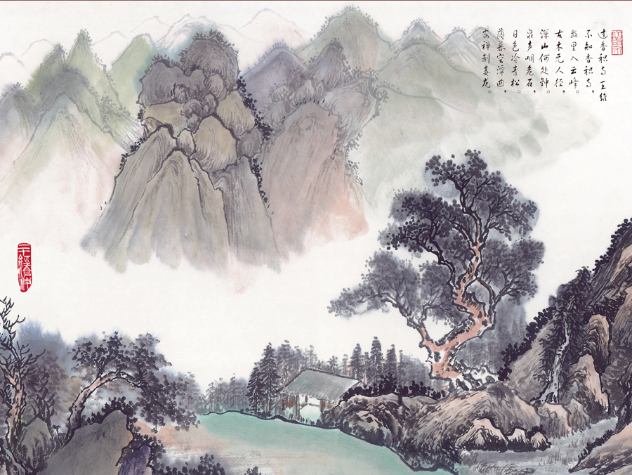 B3232-中式-水墨松树