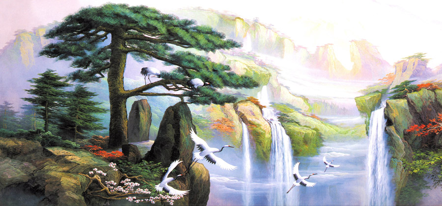 B4058-中式风韵-国画高山流水