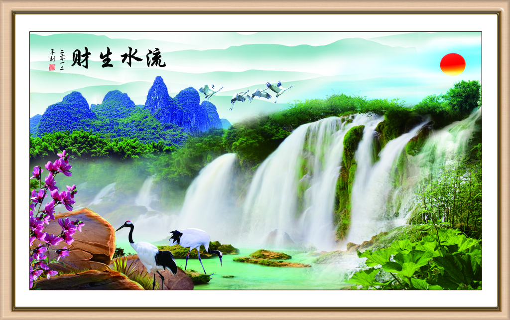 F6612中式-国画 流水生财