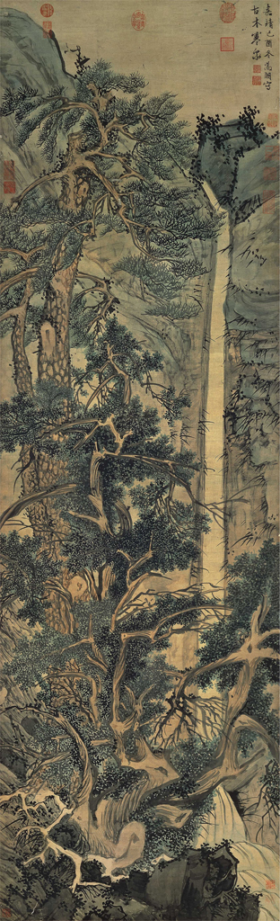 G7148古木寒泉-国画松树