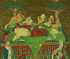 A001590中式风韵-国画宗教- 佛教-陆信忠 佛涅槃图