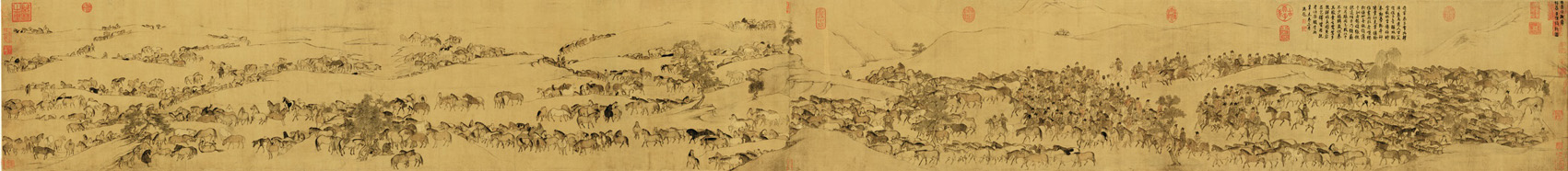 A001465中式风韵-长卷字画-（玄）李公麟 临韦偃牧