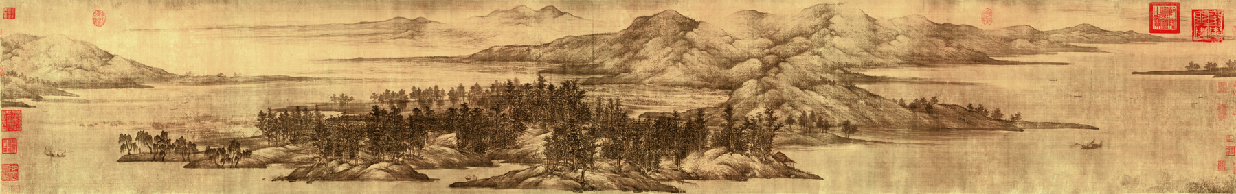 A001468中式风韵-长卷字画-辽-夏景山口待渡-画心