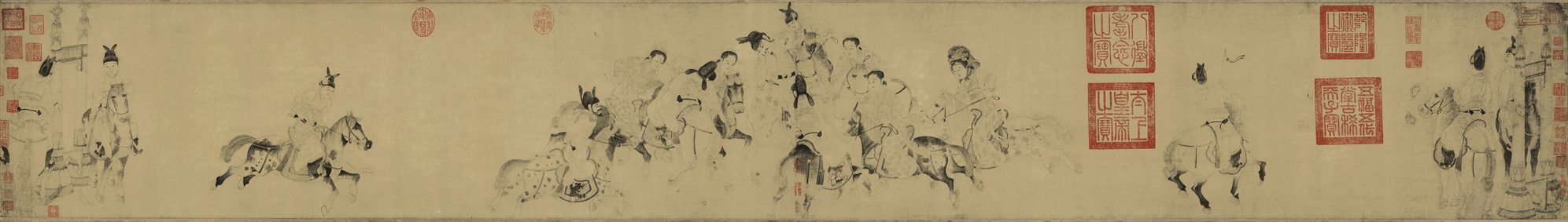 A001478中式风韵-长卷字画-辽-明皇击球图-画芯-