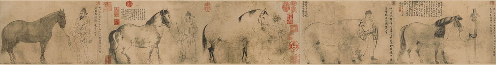 A001482中式风韵-长卷字画-宋 李公麟 五马图