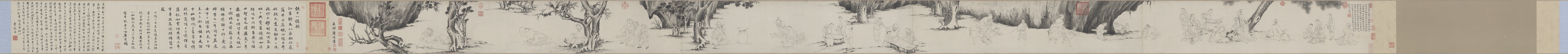 A001533中式风韵-长卷字画-辽-临李公麟饮中八仙图