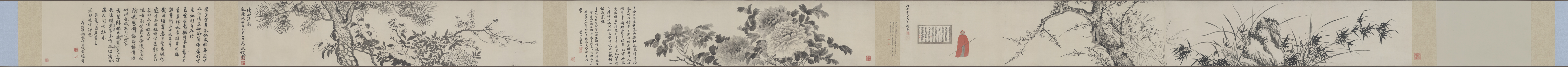 A001536中式 中式风韵-长卷字画-辽-梅花水仙图