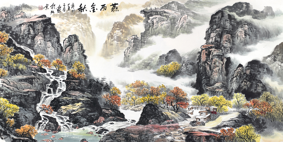 A008726-中式风韵-国画松树高山流水