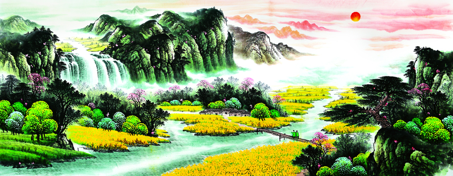 A008817-中式风韵-国画松树高山流水