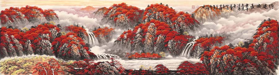 A008818-中式风韵-国画松树高山流水