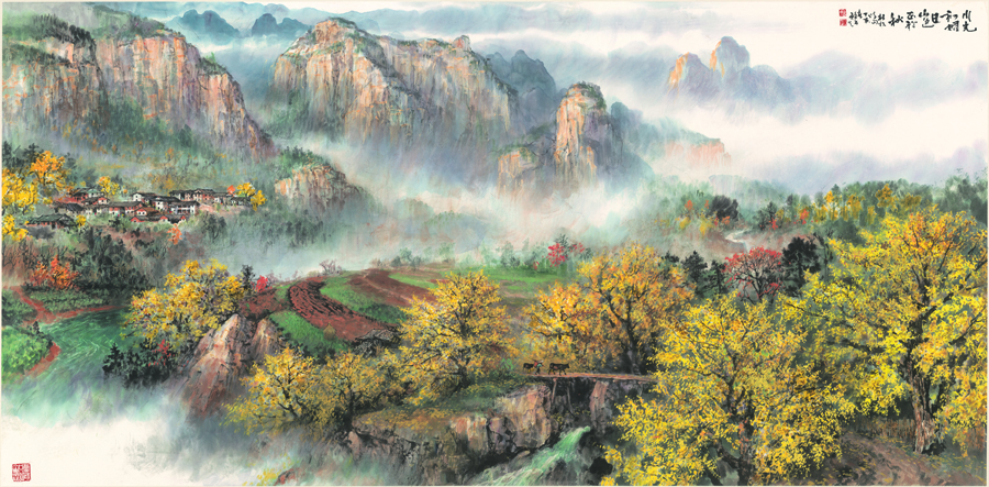 A008819-中式风韵-国画松树高山流水