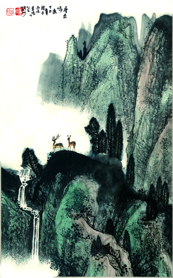 A008821-中式风韵-国画松树高山流水(2)