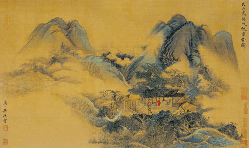 A008836-中式风韵-国画松树高山流水 槐荣堂图