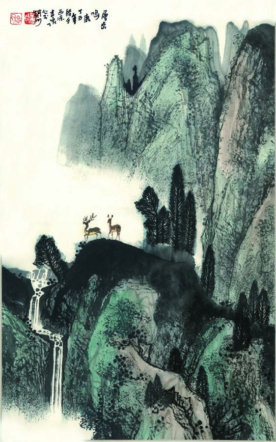 A008823-中式风韵-国画松树高山流水