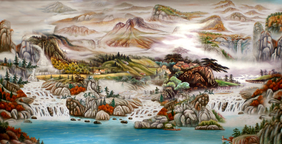 B4109-中式风韵-国画高山流水