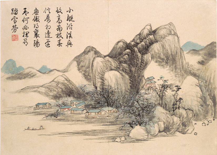 A000171中式风韵山水风景--清 钱维城 山水花鸟