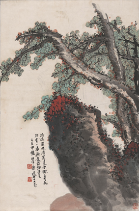 A000288中式风韵-山水风景-刘伯年-柏树图
