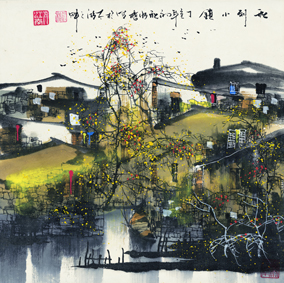 A000525欧式油画 山水-水乡