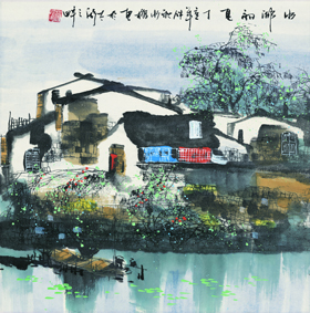 A000526欧式油画-山水风景山水-水乡