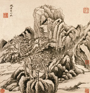 A000536-中式风韵-山水风景-董其昌仿古山水