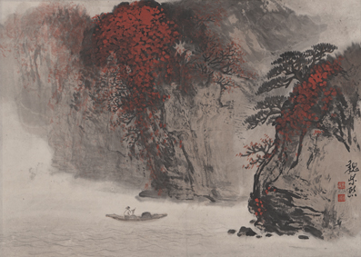 A000591中式风韵-山水-魏紫熙-独舟游江图
