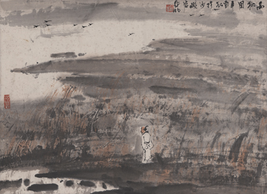 A000593中式风韵-山水-亚明-四条屏冬