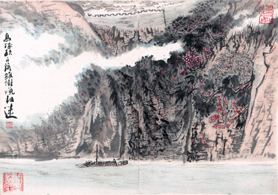 A000653中式风韵-山水 陆严少 高城秋自落42x30