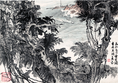 A000654中式风韵-山水 陆严少 高江急夏雷霆关