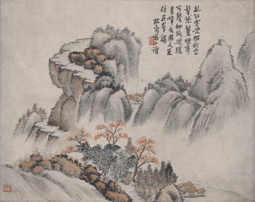 A000678中式风韵- 山水-钱松岩-青嶂合幽图轴28X36