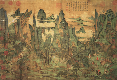A000687中式风韵- 山水-唐 李昭道 明皇幸蜀纸本