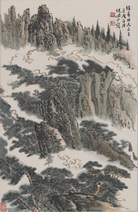A000824中式风韵-山水风景--陆俨少-设色山水图轴