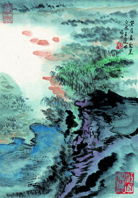 A000860中式风韵-山水风景-陆严少 紫崖白鸟