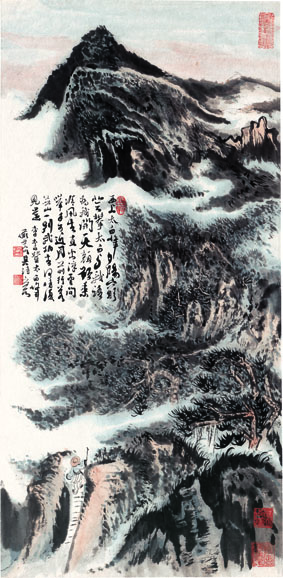 A000899中式风韵-山水风景-陆严少 李白登太白峰诗