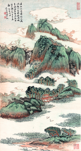 A000912中式风韵-山水风景-陆严少 青绿山水图