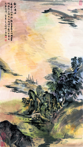 A000914中式风韵-山水风景-陆严少 秋江昨晚泊
