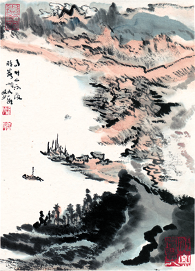 A000956中式风韵-山水风景-陆严少 雨晴新峡图