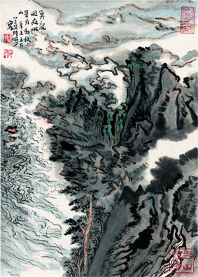 A000954中式风韵-山水风景-陆严少 鱼龙回夜水