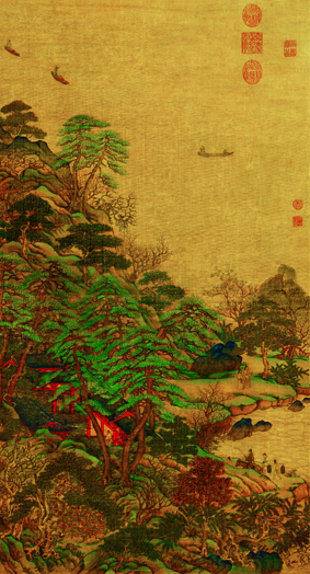 A001018中式风韵-山水风景-江帆楼阁-代