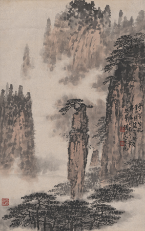 A001037中式风韵-山水风景-钱松岩-云山苍江图轴