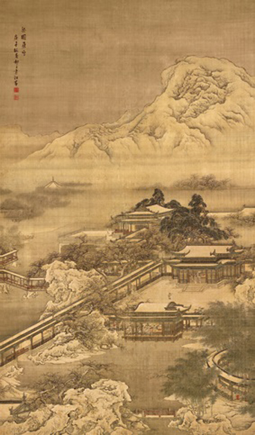 A001072中式风韵-山水风景-梁园飞雪图轴-