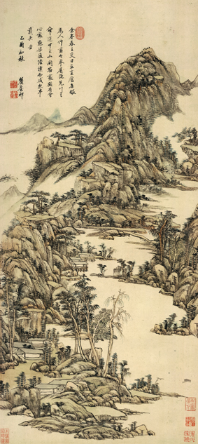 A001162中式风韵-山水风景-辽-设色山中早春图
