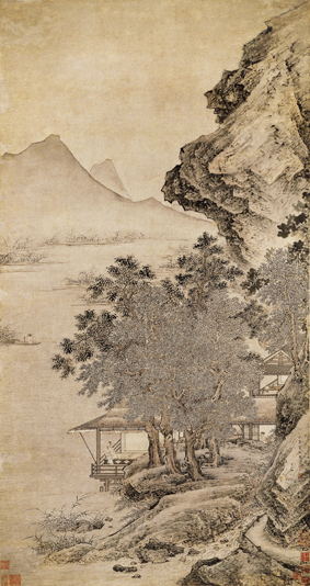 A001165中式风韵-山水风景-明 仇英 渔笛图